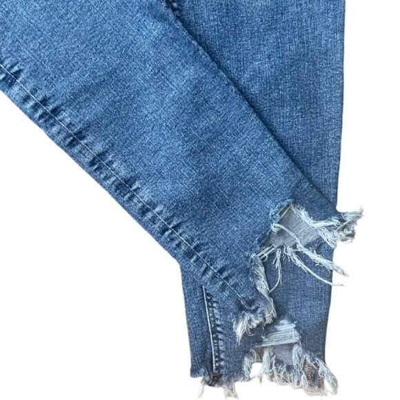 AMERICAN EAGLE High-Rise Frayed Hem Stretch Mom Jeans, Size 00 Long - NWOT - Picture 4 of 10